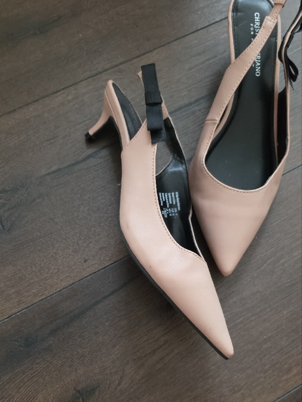 Christian Siriano Blush Pink Pointed Slingback Pumps Kitten Heel - Picture 5 of 9